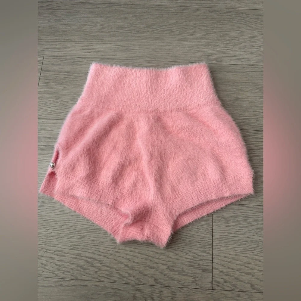 Camila Coelho Micro Mini Genevieve Fuzzy Pearl Side Tie Shorts Size M